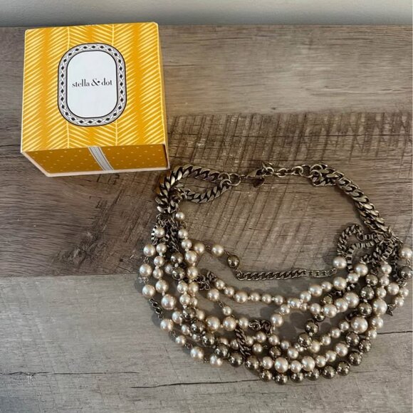New - Stella and dot Pearl & antique chain necklace - Picture 5 of 5